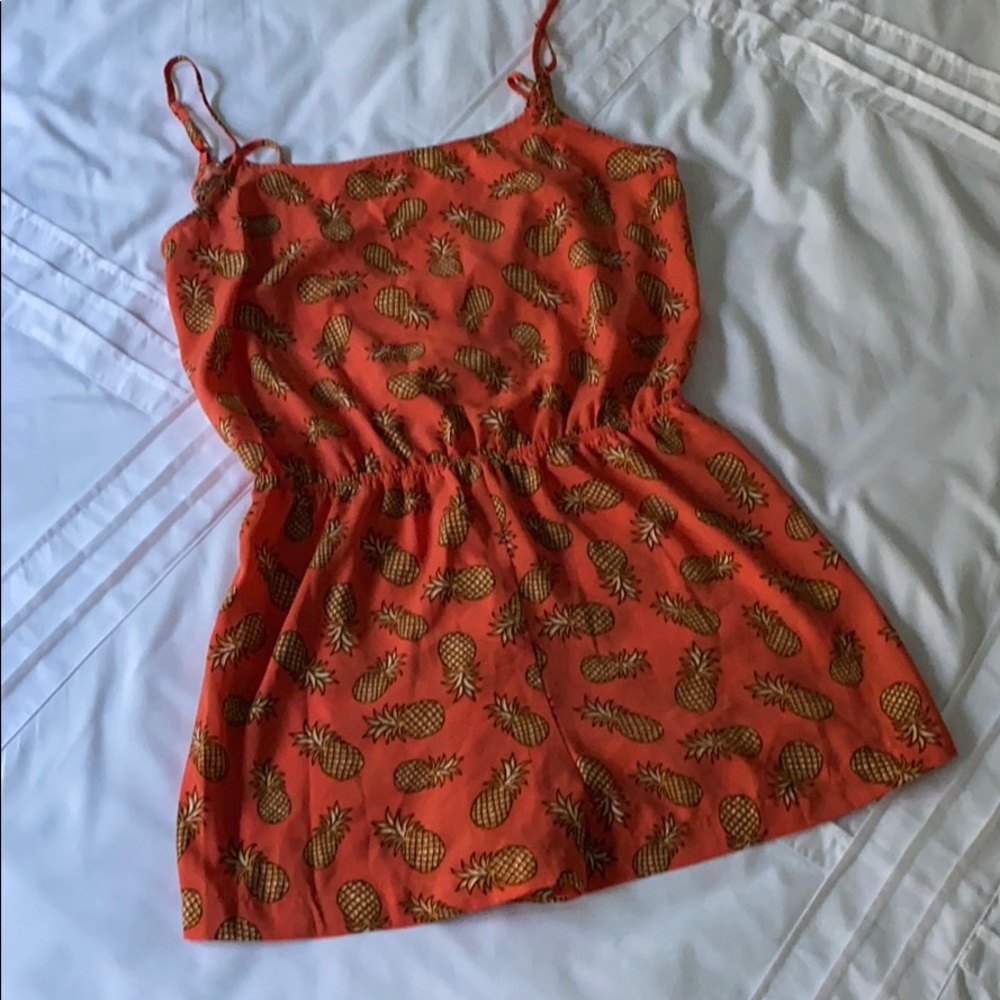 5 for $20 ✨ SUPER CUTE Pineapple Elastic Waist Tie Back Romper